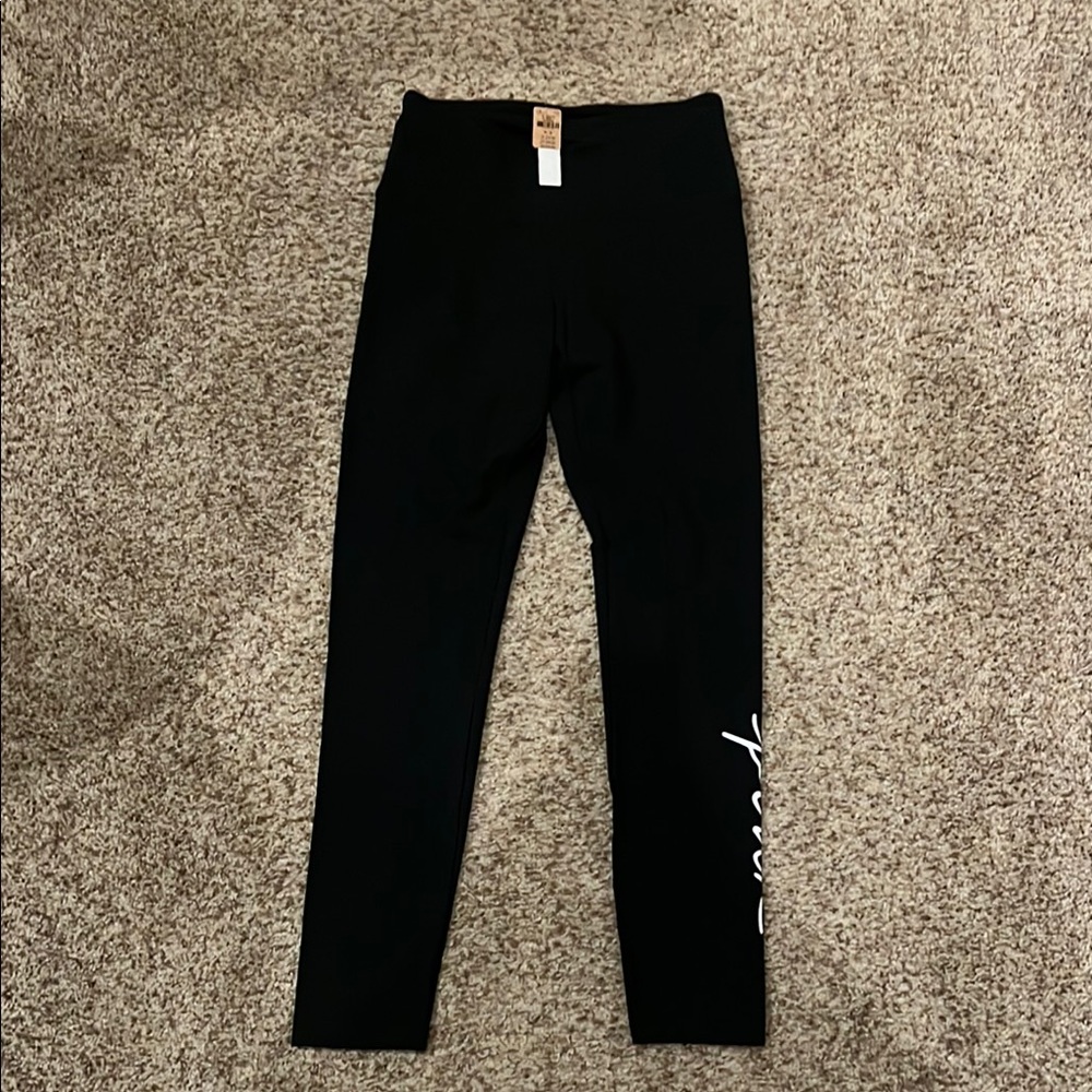 NEW PINK Victoria's Secret Black Leggings with Graphic Detail